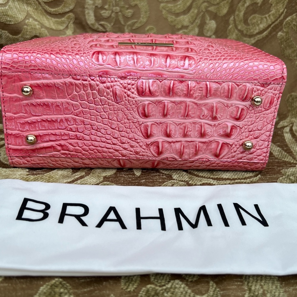 Brahmin Pink Croc-Embossed Tote Bag - Picture 7 of 9
